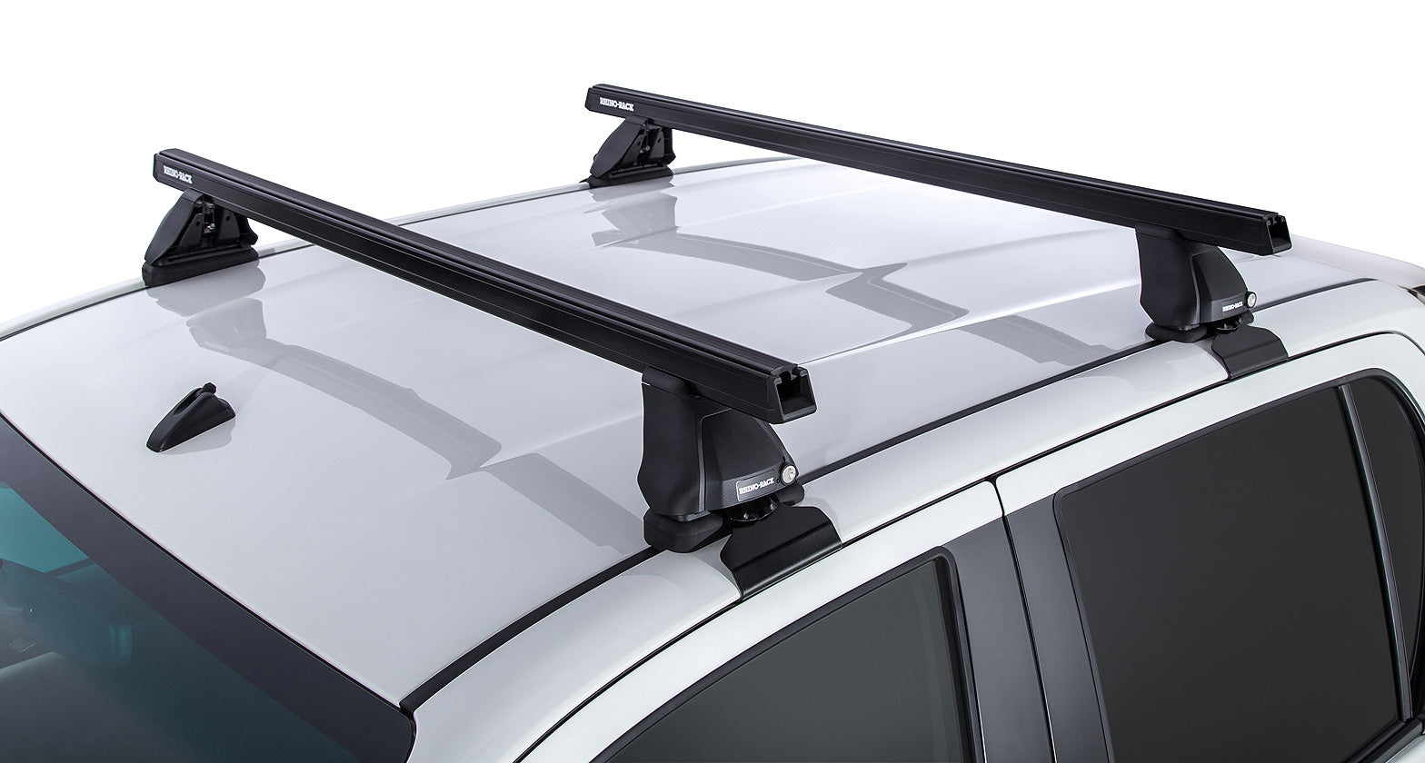 Kit de 2 barres de toit Heavy Duty noires RHINO-RACK, 1250mm, pour Toyota Hilux Revo 2015+, série 2500, fixation robuste.