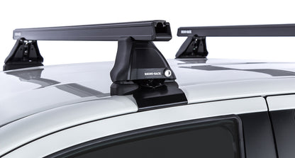 Kit de 2 barres de toit Heavy Duty noires RHINO-RACK pour Toyota Hilux Revo 2015+, série 2500, 1250mm, robustes et durables.