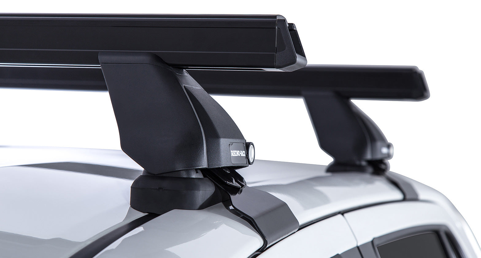 Kit de 2 barres de toit Heavy Duty noires Rhino-Rack pour Toyota Hilux Revo 2015+, série 2500, longueur 1250 mm.