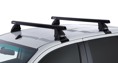 Kit de 2 barres de toit Heavy Duty noires 1250mm pour Toyota Hilux Revo 2015+ de la série 2500 RHINO-RACK, fixation solide.