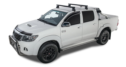 Kit de 2 barres de toit Heavy Duty noires de 1375mm pour Toyota Hilux Vigo 2005-2015, série 2500, de la marque RHINO-RACK.