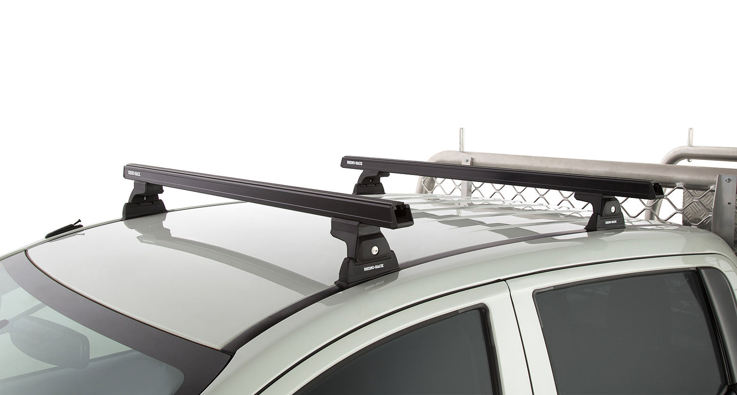 Kit de 2 barres de toit noires de 1250 mm RHINO-RACK pour Mitsubishi L200 V, robuste, montage Ditch Mount, modèle MQ/MR 2015+