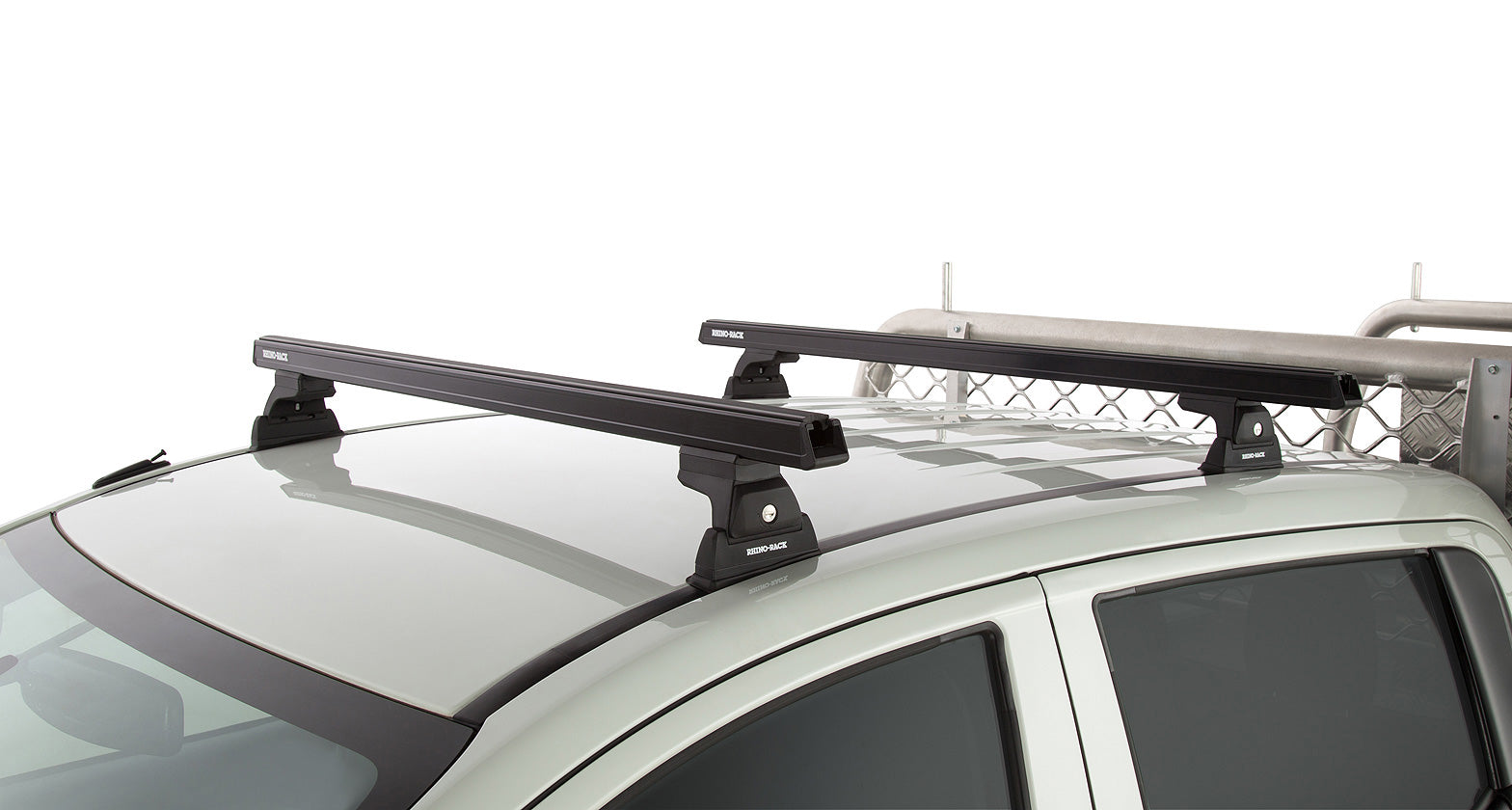 Kit de 2 barres de toit noires de 1250 mm RHINO-RACK pour Mitsubishi L200 V, robuste, montage Ditch Mount, modèle MQ/MR 2015+