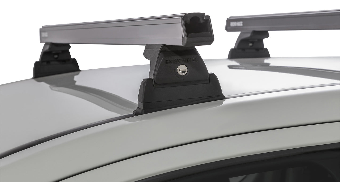Kit de 2 barres de toit noires Heavy Duty 1250 mm pour Mitsubishi L200 Gen V, fixation Ditch Mount, marque RHINO-RACK.