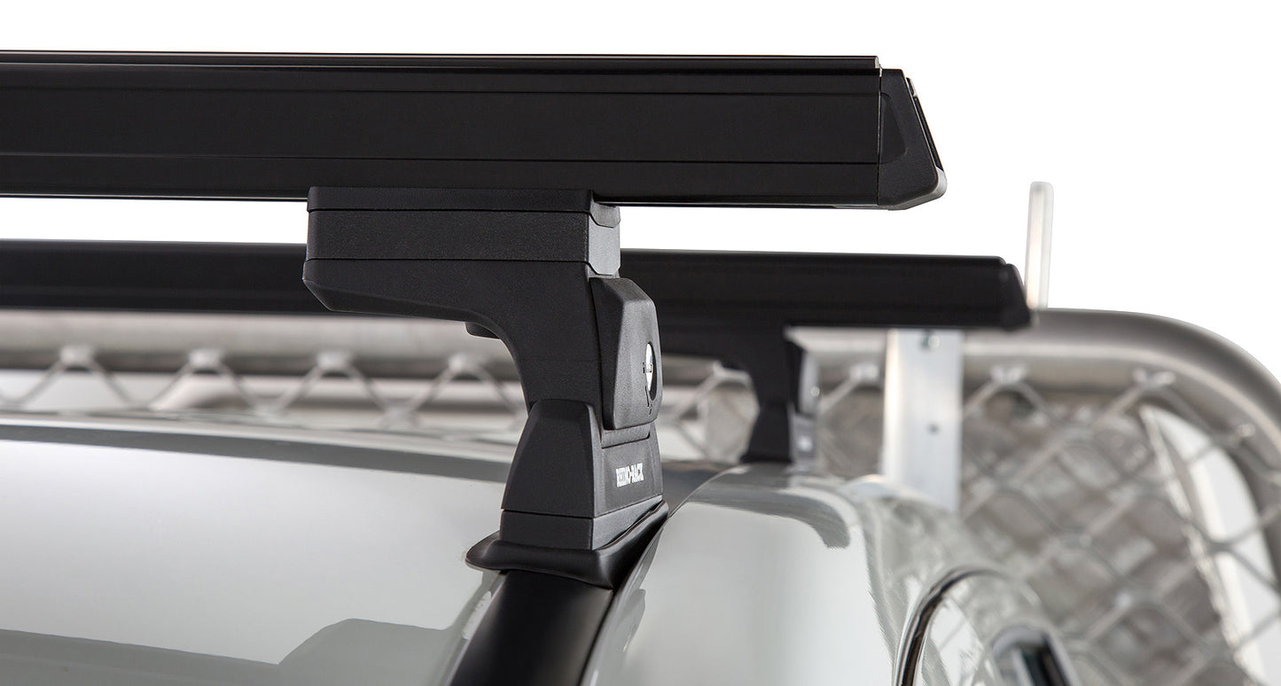 Kit de 2 barres de toit noires RHINO-RACK, 1250 mm, pour Mitsubishi L200 Gen V, robuste et adaptée pour montage en Ditch.