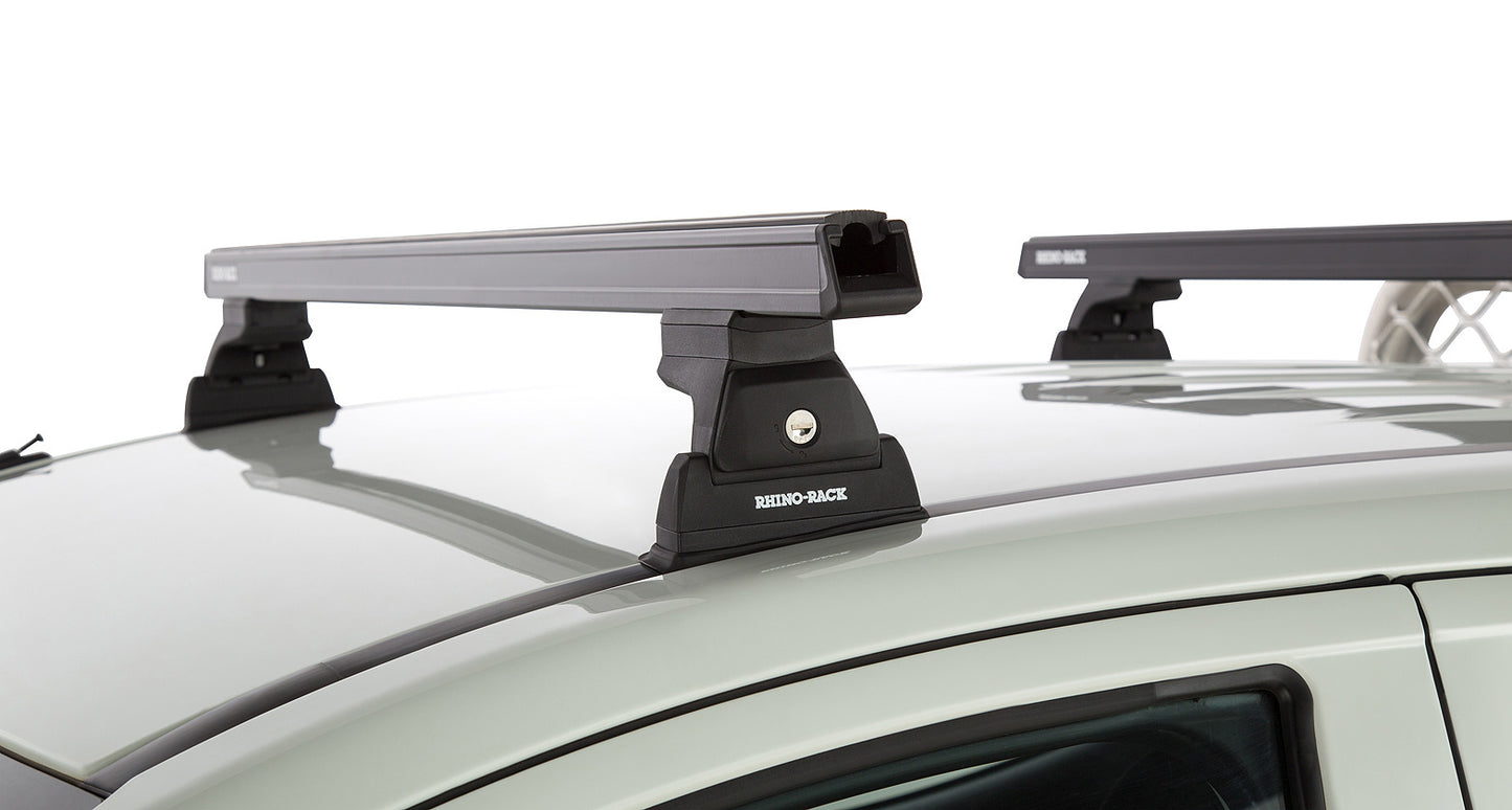 Kit de 2 barres de toit noires Heavy Duty 1250 mm RHINO-RACK pour Mitsubishi L200 V Gen 2015+ avec montage Ditch Mount.