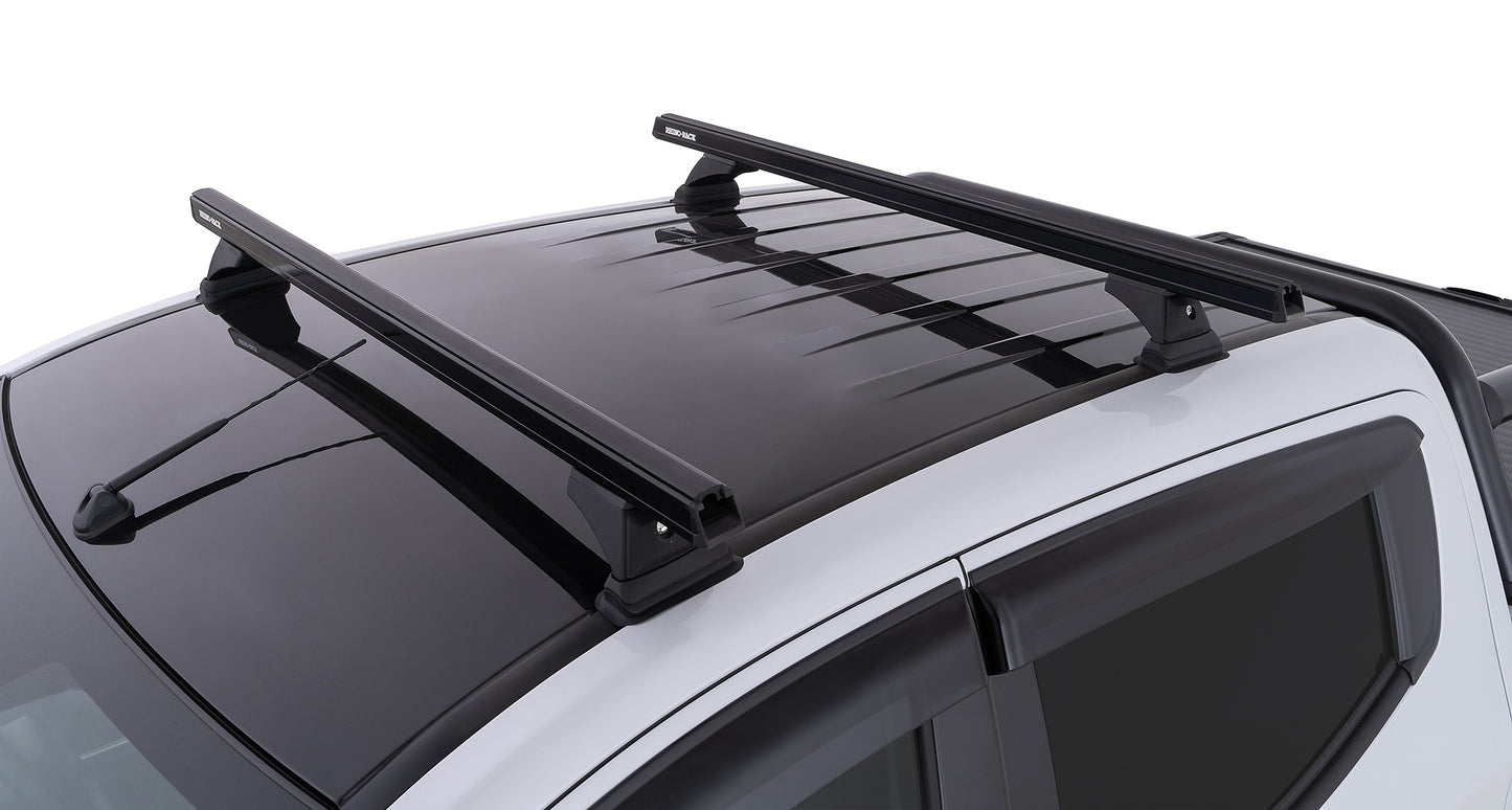 Kit 2 barres de toit noires RHINO-RACK, 1250 mm, pour Mitsubishi L200 V génération, fixation robuste Trackmount.