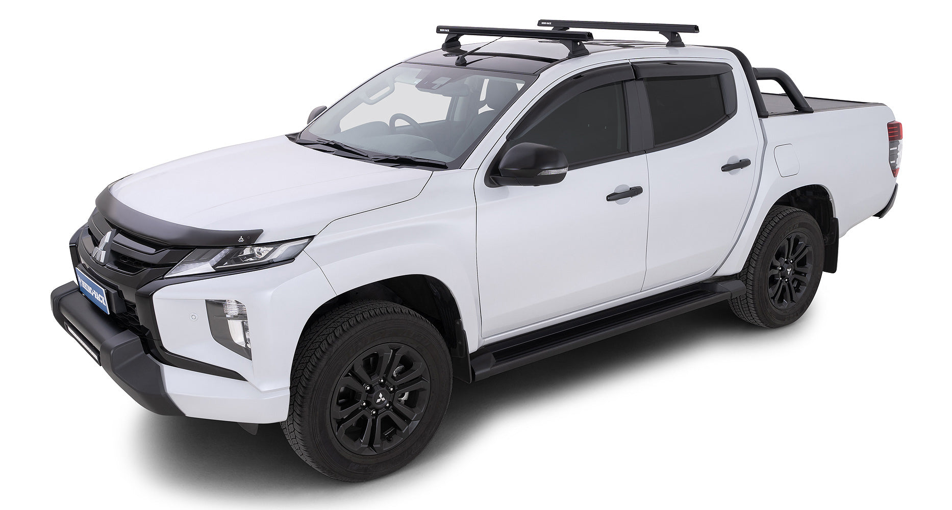 Kit de 2 barres de toit noires RHINO-RACK Heavy Duty 1250mm pour Mitsubishi L200 Gen V MQ/MR 2015+ sur toit.