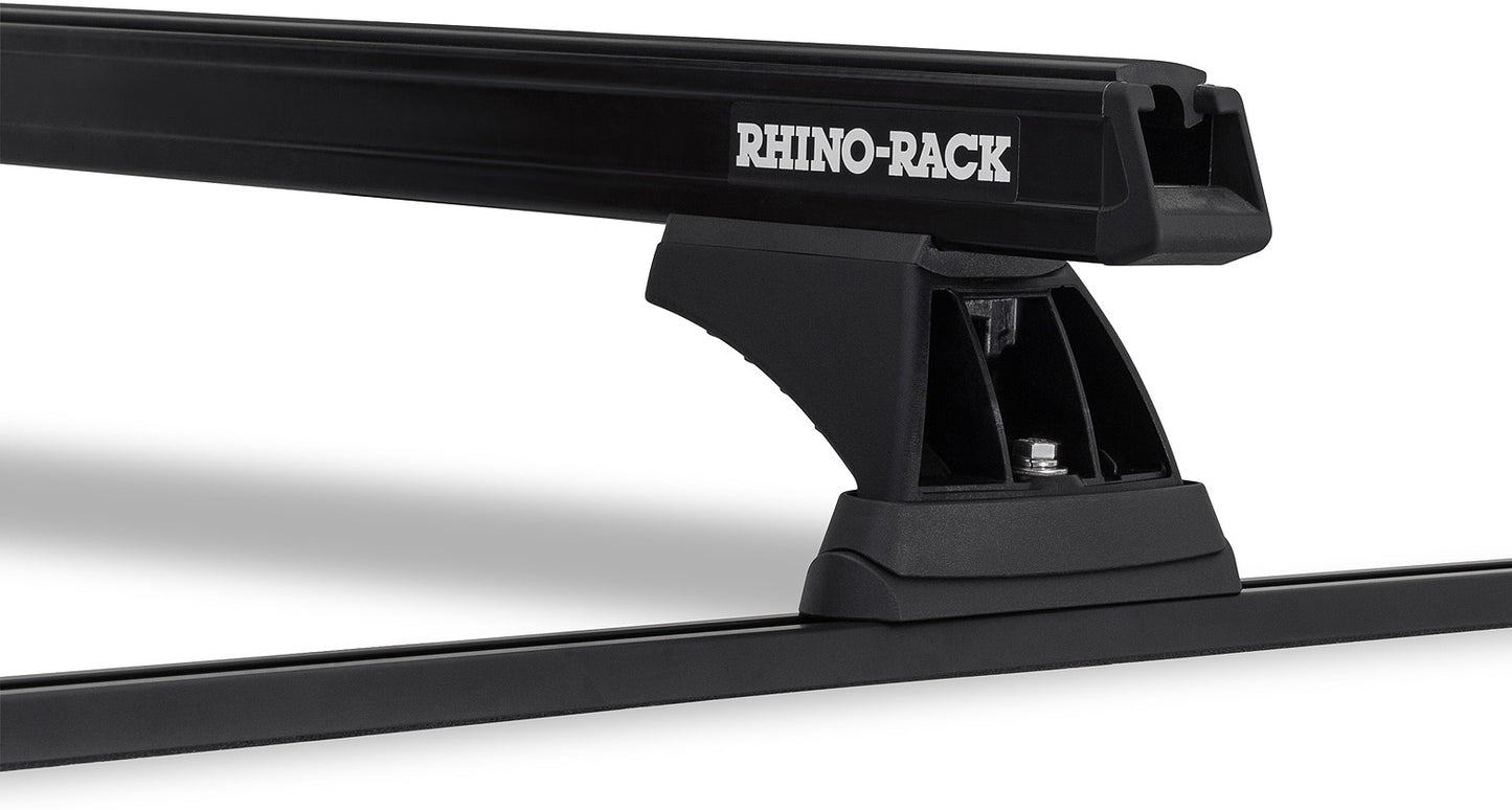 Kit de 2 barres de toit noires Heavy Duty RHINO-RACK pour Toyota Hilux Revo 2015+, 1250mm, fixation Trackmount.