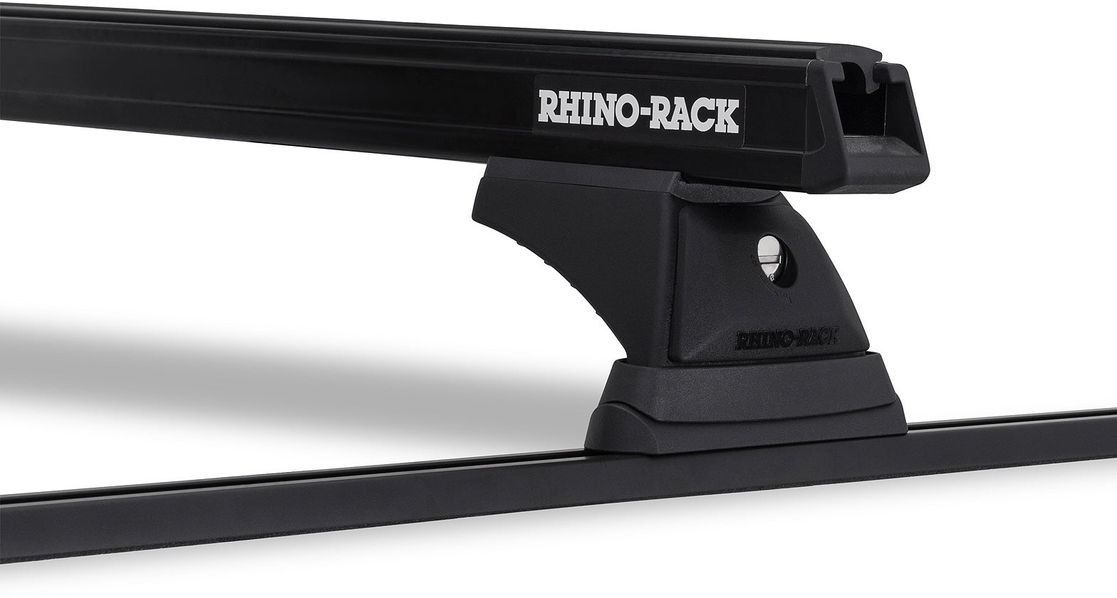 Kit de 2 barres de toit noires RHINO-RACK pour Toyota Hilux Revo 2015+, 1250mm, robustes et faciles à installer.