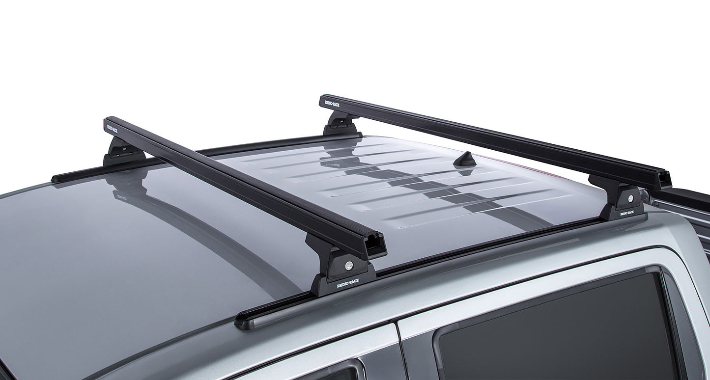 Kit de 2 barres de toit noires RHINO-RACK Heavy Duty 1250mm pour Nissan Navara NP300 2015-2021, montage sur rails Trackmount.