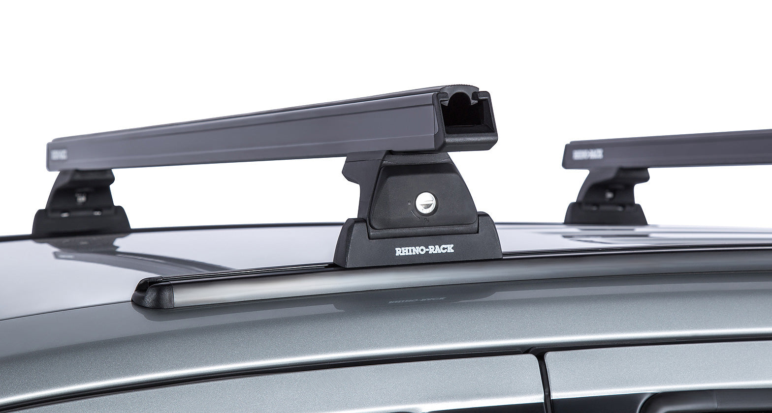 Kit de 2 barres de toit noires RHINO-RACK Heavy Duty pour Nissan Navara NP300 2015-2021, fixation Trackmount, longueur 1250mm.