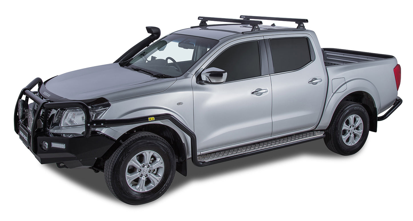 Kit de 2 barres de toit noires RHINO-RACK, 1250mm, pour Nissan Navara NP300 2015-2021, avec fixation Trackmount.