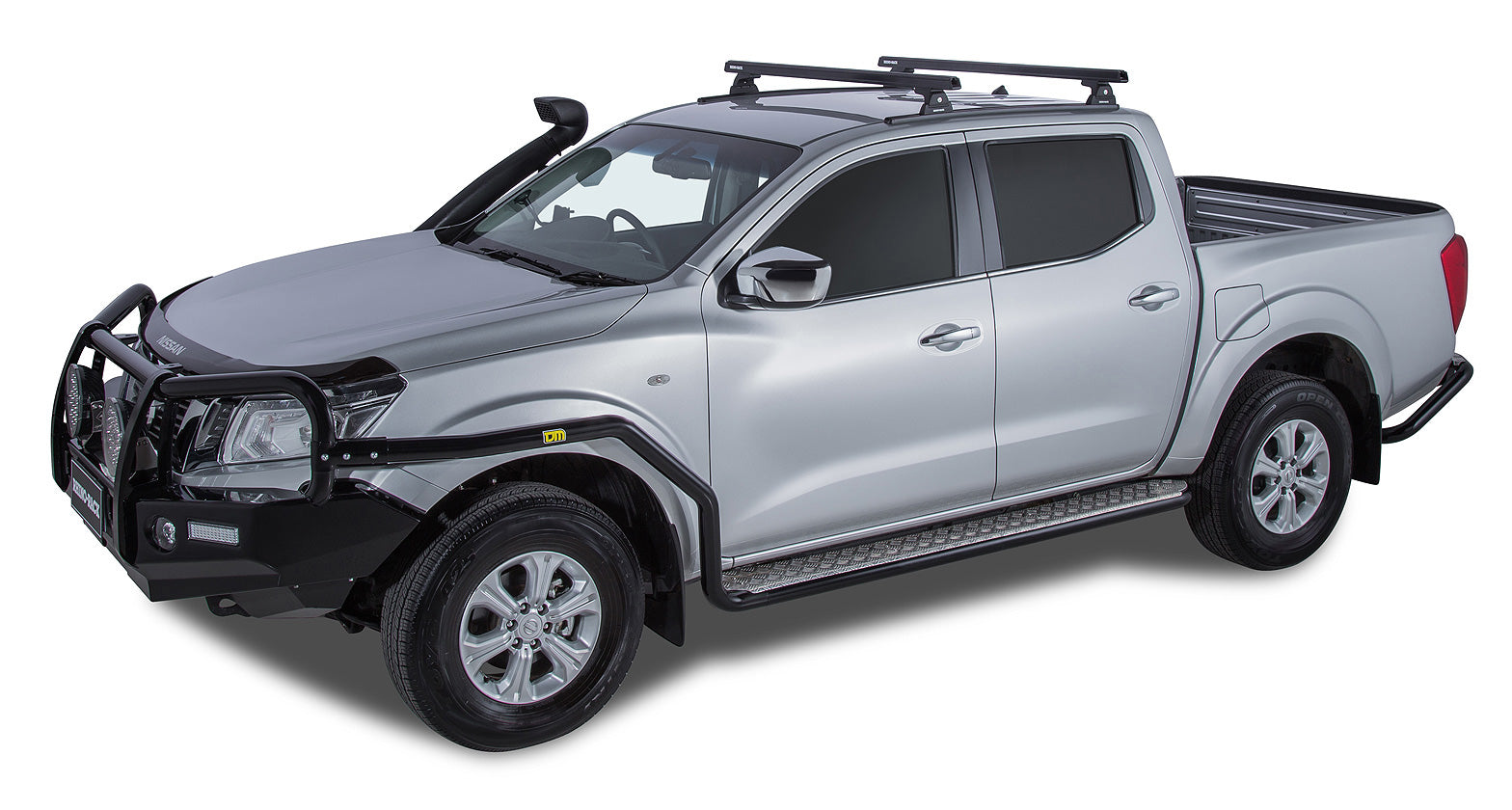 Kit de 2 barres de toit noires RHINO-RACK, 1250mm, pour Nissan Navara NP300 2015-2021, avec fixation Trackmount.