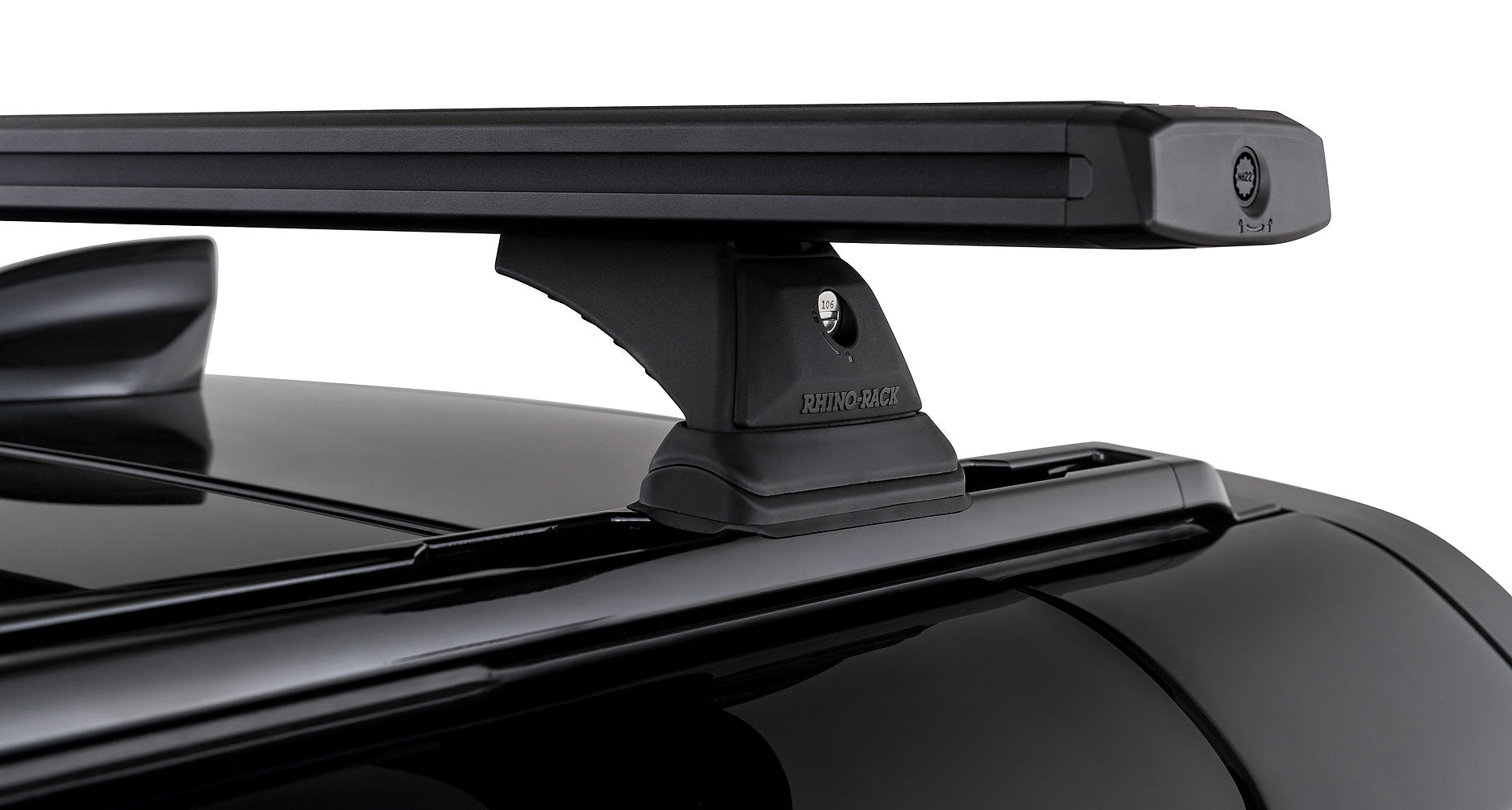 Kit de 2 barres de toit noires RHINO-RACK pour Land Rover Defender II 90 L663 2021+, longue de 1260mm, fixation robuste.