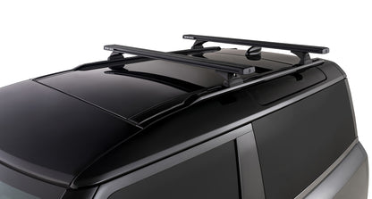 Kit de 2 barres de toit noires RHINO-RACK pour Land Rover Defender II 90 2021+, longueur 1260mm, fixation solide.