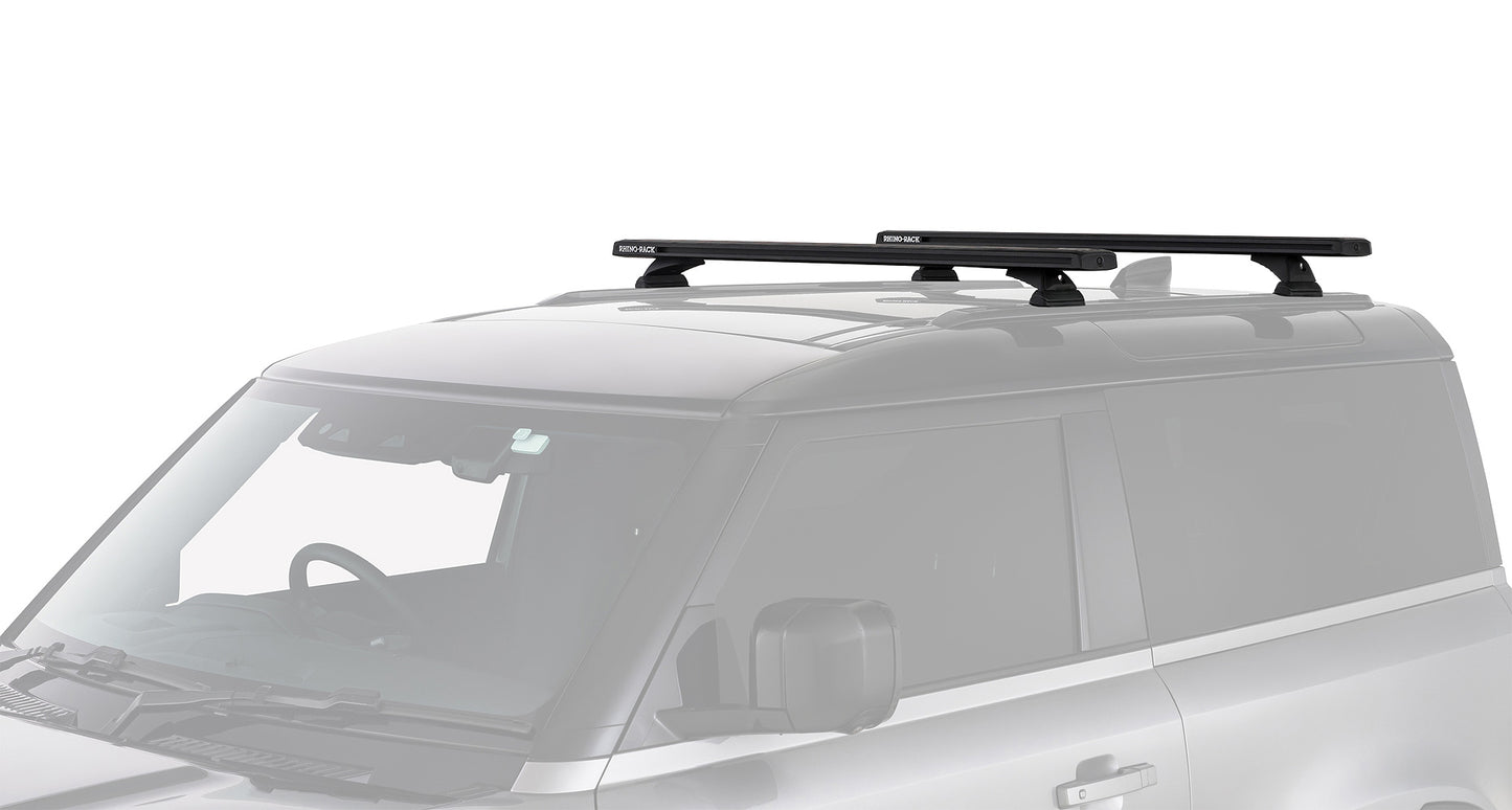 Kit de 2 barres de toit noires RHINO-RACK de 1260mm pour Land Rover Defender II 90 L663 2021+, fixation robuste.