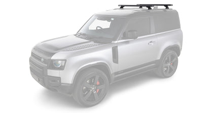 Kit de 2 barres de toit noires RHINO-RACK pour Land Rover Defender II 90 L663 2021+, 1260mm, fixations solides.