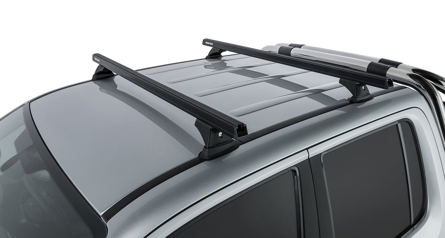 Kit de 2 barres de toit noires RHINO-RACK pour Volkswagen Amarok 2011-2023, avec pieds Heavy Duty, longueur 1375mm.