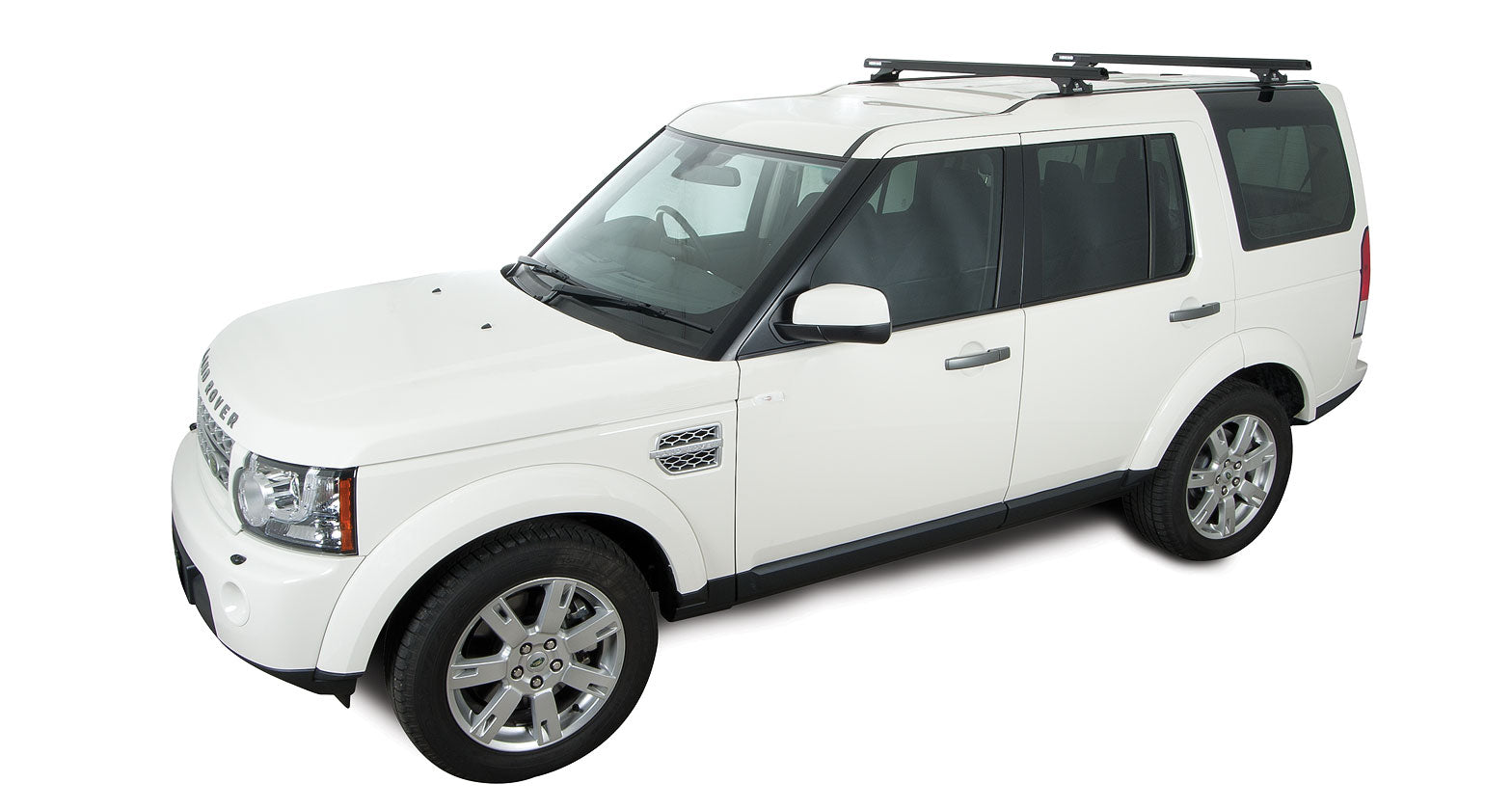 Kit de 2 barres de toit noires RHINO-RACK Heavy Duty pour Land Rover Discovery 3 et 4, 1375 mm, fixation Trackmount.