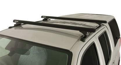 Kit de 2 barres de toit noires Heavy Duty RHINO-RACK pour Nissan Navara D40 2005-2015, fixation Trackmount.