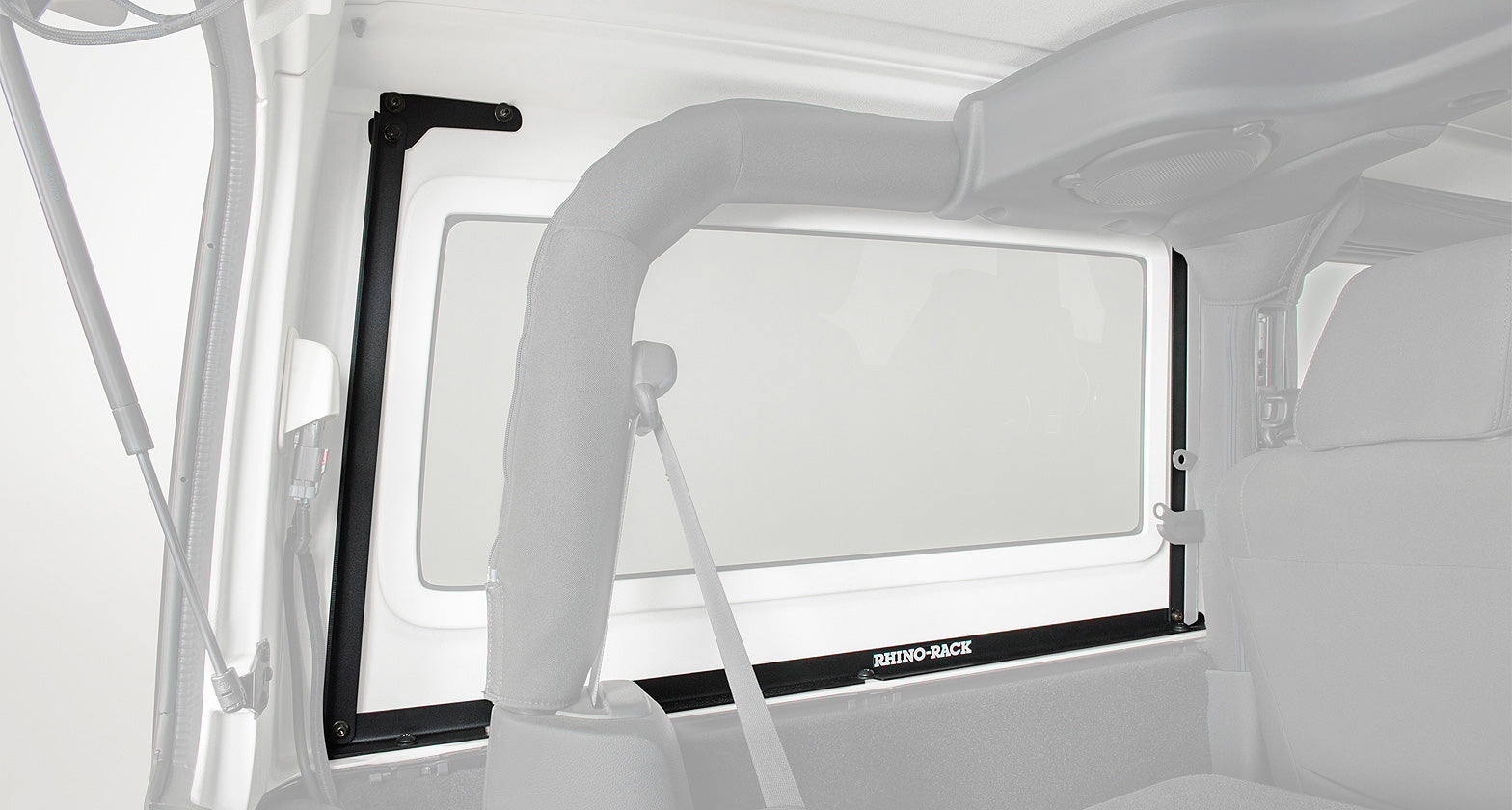 Kit de 2 barres de toit noires de 1500mm pour Jeep Wrangler JK 2011-2019, marque RHINO-RACK, robuste et adapté au montage.