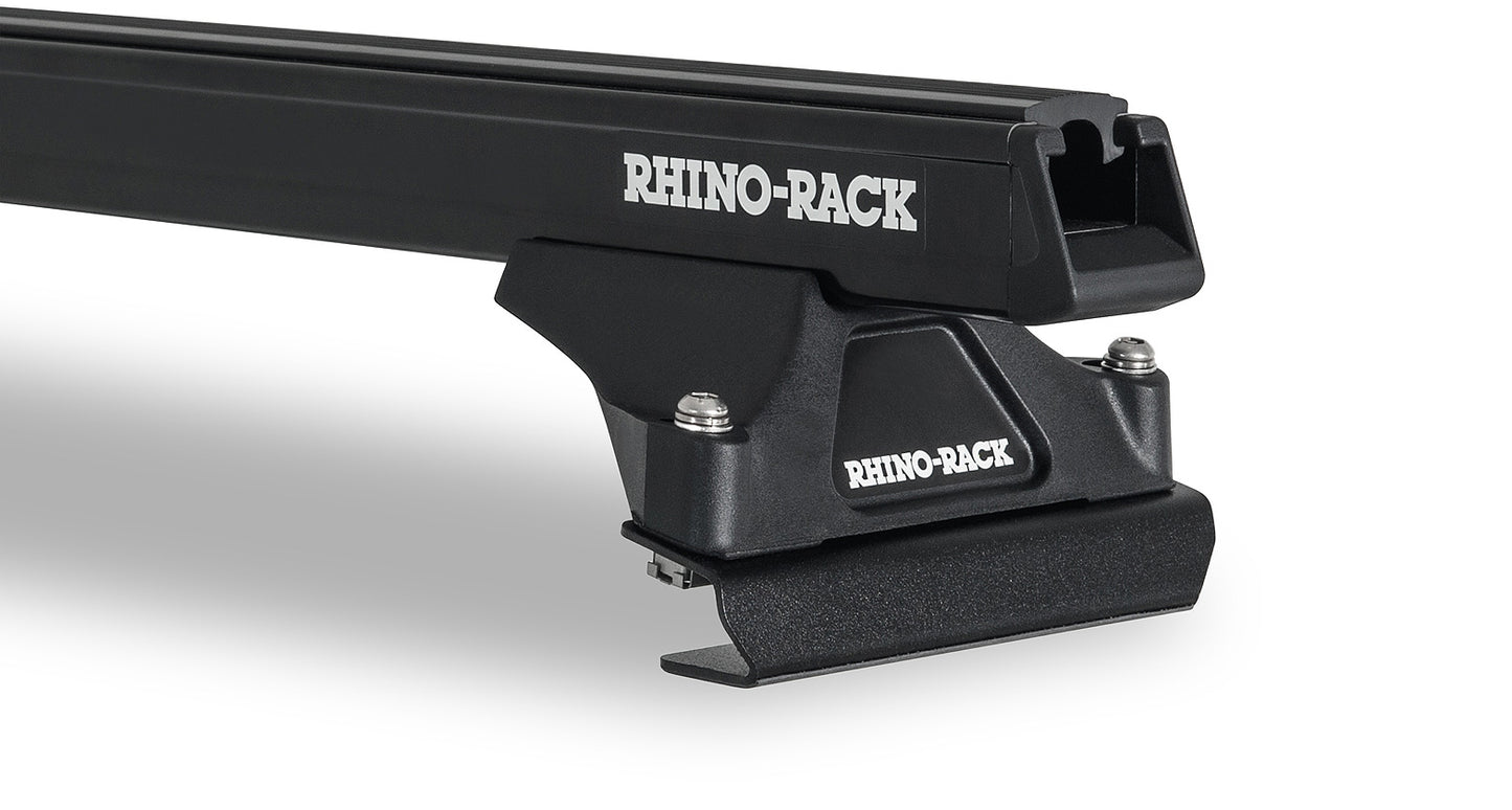 Kit de 2 barres de toit noir Heavy Duty 2000mm avec pieds pour Isuzu Series F/N, marque RHINO-RACK, fixation solide.