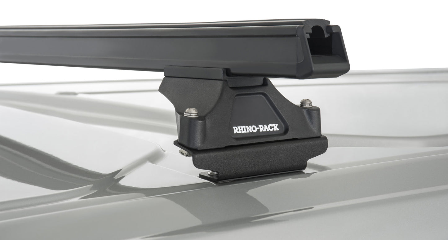 Kit de 2 barres de toit noires Heavy Duty RHINO-RACK avec pieds pour Ford Transit Custom 2014+.