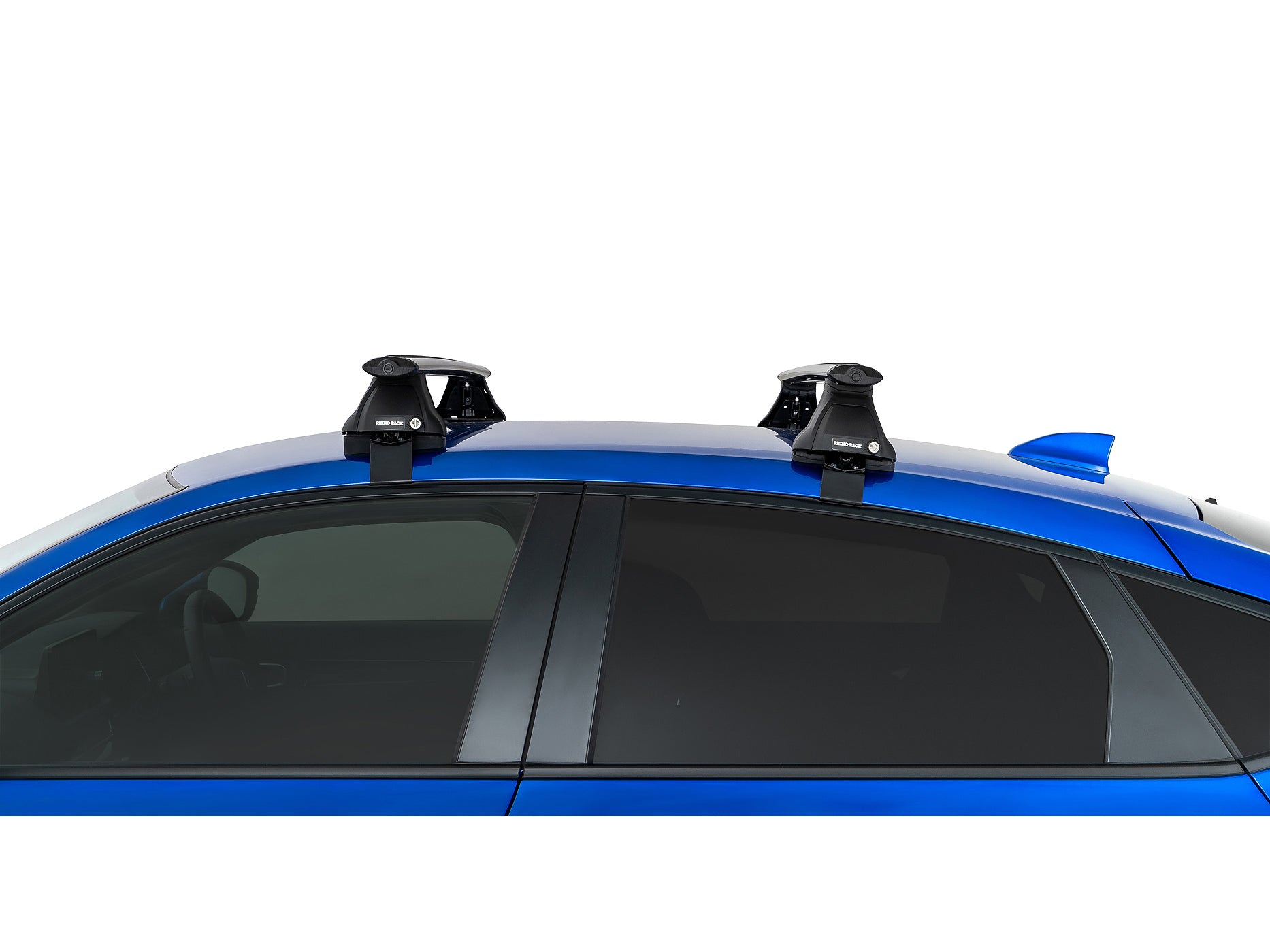 Kit 2 barres de toit RHINO-RACK Sportz 1180mm pour Honda Civic 11ème génération, fixation et vue des barres de toit.