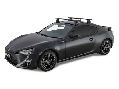 Kit de 2 barres de toit RHINO-RACK Sportz 1180mm pour Subaru BRZ et Toyota GT86 2012+, vue de face.