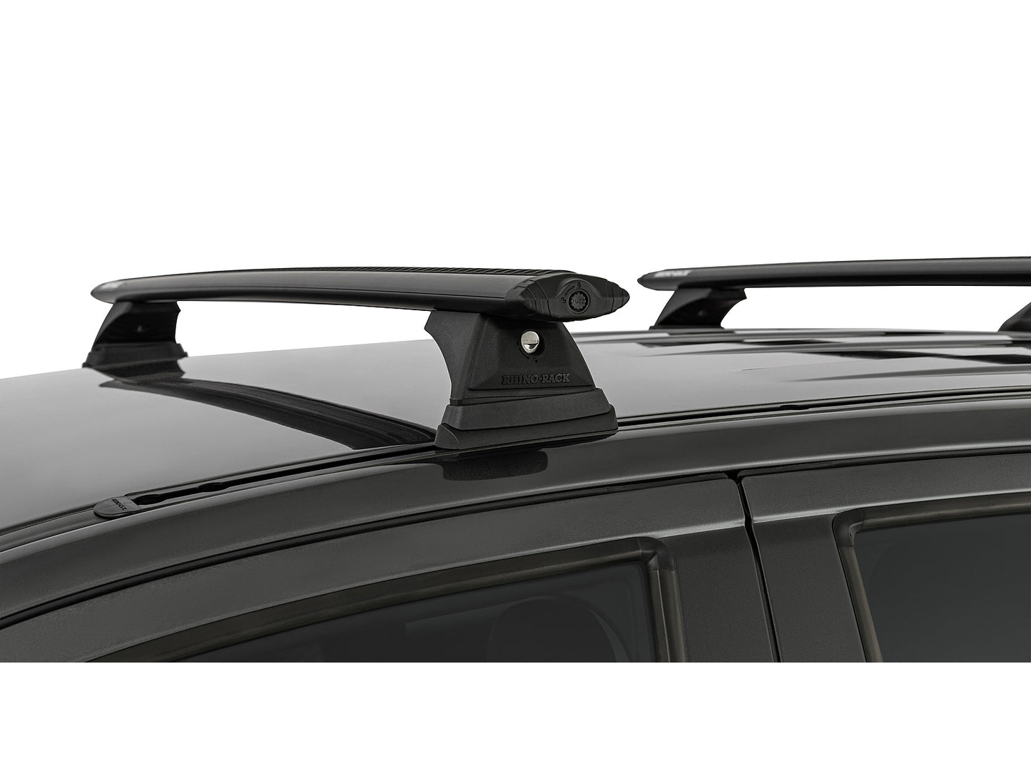 Kit 2 barres de toit RHINO-RACK Sportz 1260mm pour Ford Ranger T6 à T8 Raptor Double Cab 2011-2022, vue de face.