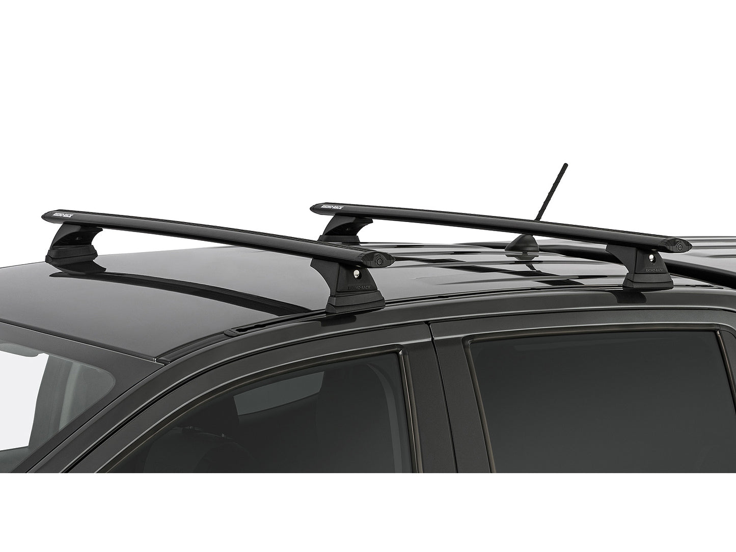 Kit de 2 barres de toit RHINO-RACK Sportz 1260mm pour Ford Ranger T6-T8 Raptor Double Cab 2011-2022, vue des barres installées.