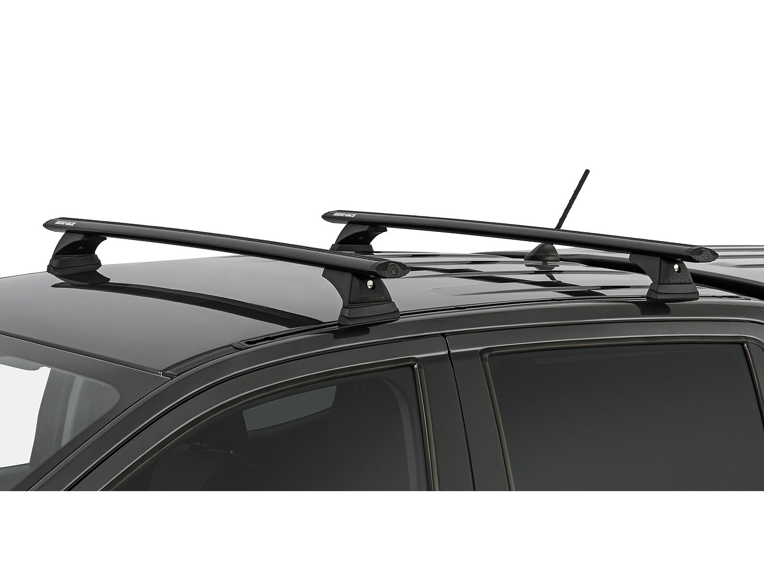 Kit de 2 barres de toit RHINO-RACK Sportz 1260mm pour Ford Ranger T6-T8 Raptor Double Cab 2011-2022, vue des barres installées.