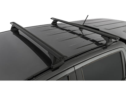 Kit de 2 barres de toit RHINO-RACK Sportz 1260mm pour Ford Ranger T6 à T8 Raptor Double Cab 2011-2022, vue montée.