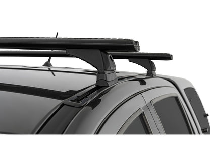Kit de deux barres de toit Rhino-Rack Sportz 1260mm pour Ford Ranger T6 T7 T8 Raptor Double Cab 2011-2022, vue de face.