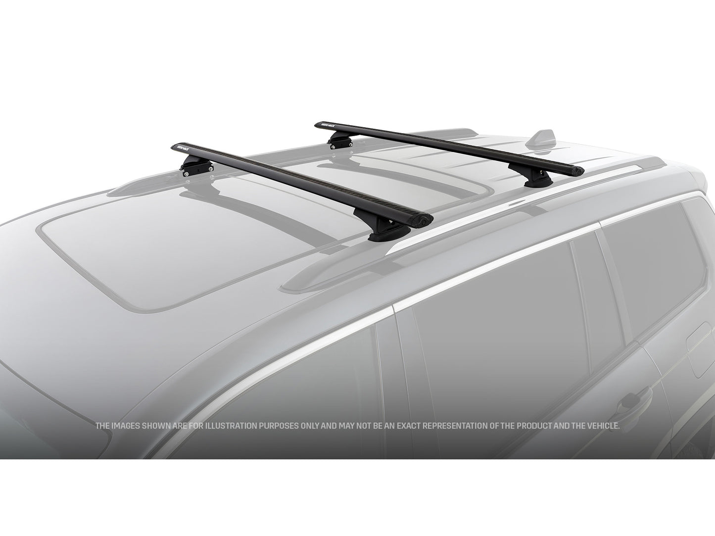 Kit 2 barres de toit Rhino-Rack Sportz 1260mm pour Jeep Compass 2017+ et Grand Cherokee L 2022+ sur toit de véhicule.