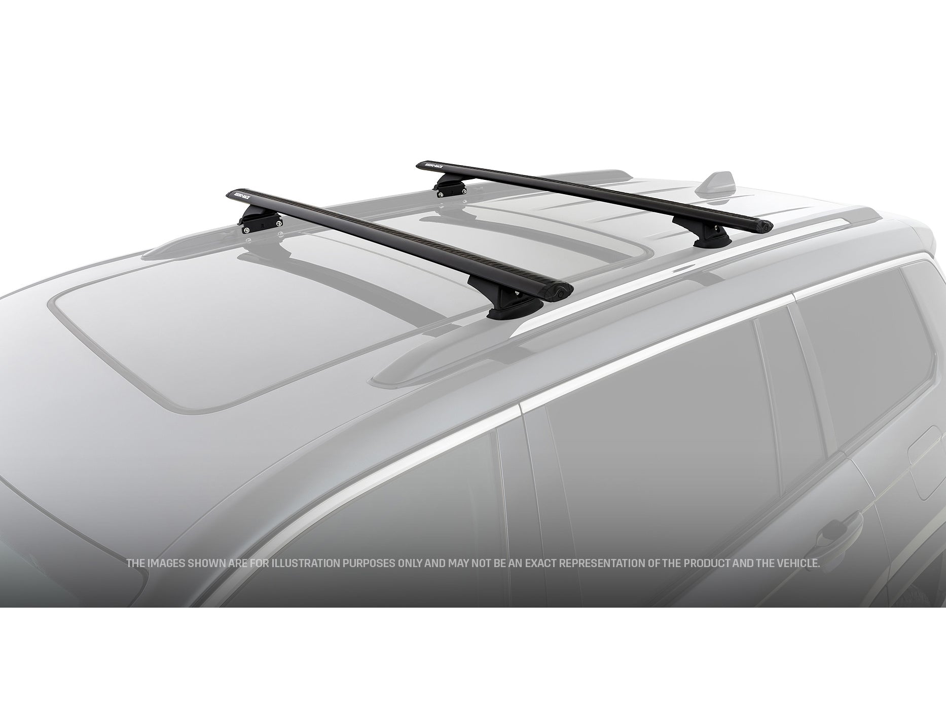 Kit 2 barres de toit Rhino-Rack Sportz 1260mm pour Jeep Compass 2017+ et Grand Cherokee L 2022+ sur toit de véhicule.