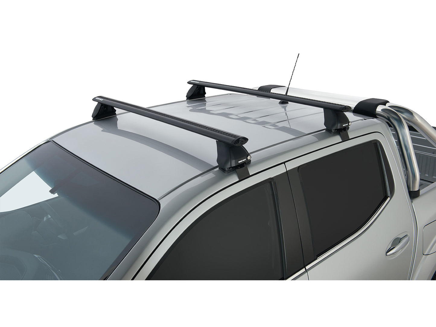 Kit de 2 barres de toit RHINO-RACK Sportz 1260mm pour Nissan Navara D23 NP300 Double Cab 2015+ sur le toit du véhicule.