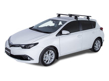 Kit de 2 barres de toit RHINO-RACK Sportz 1260mm pour Toyota Corolla Gen 11 2012-2018, fixations visibles.