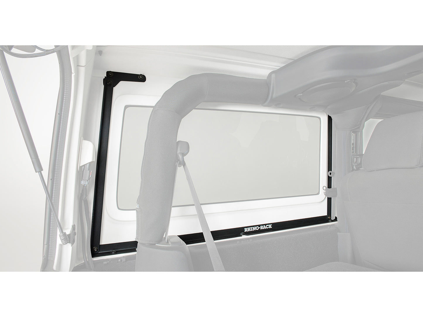 Kit de 2 barres de toit RHINO-RACK Sportz 1500mm pour Jeep Wrangler JK 2011-2019, vue des barres installées sur le véhicule.