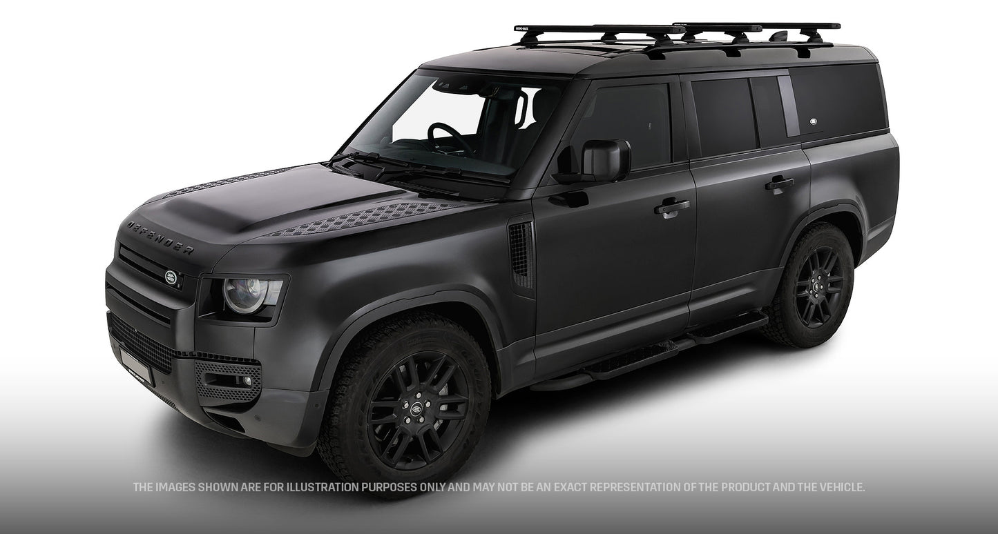 Kit de 3 barres de toit RHINO-RACK Reconn-Deck Defender II 1260mm pour véhicule 2023+ en métal noir.