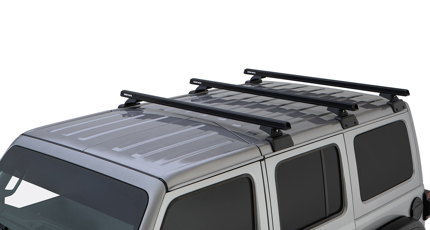 Kit de 3 barres de toit RHINO-RACK Backbone Heavy Duty pour Jeep Wrangler JL 2019+, longueur 1500mm, fixation robuste.