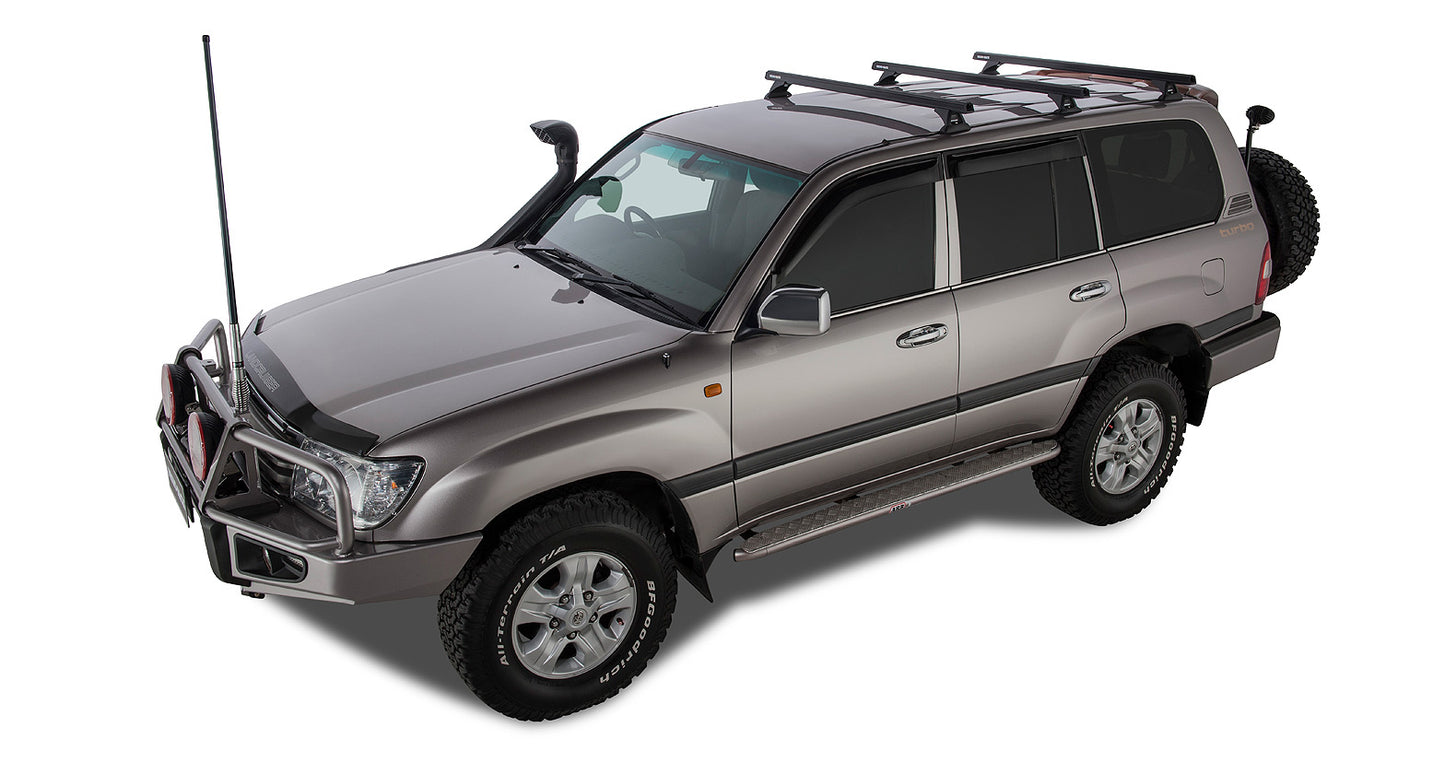 Kit de 3 barres de toit robuste RHINO-RACK pour Land Cruiser HDJ100, fixation solide pour équipements extérieurs.