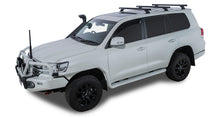 Kit 3 barres de toit noires Rhino-Rack pour Toyota Land Cruiser Série 200 2007-2021, avec pieds et fixation robuste.