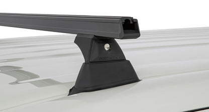 Kit de 3 barres de toit noires Rhino-Rack Heavy Duty pour Toyota Hiace Gen VI 2019+, avec pieds, longueur 1650 mm.