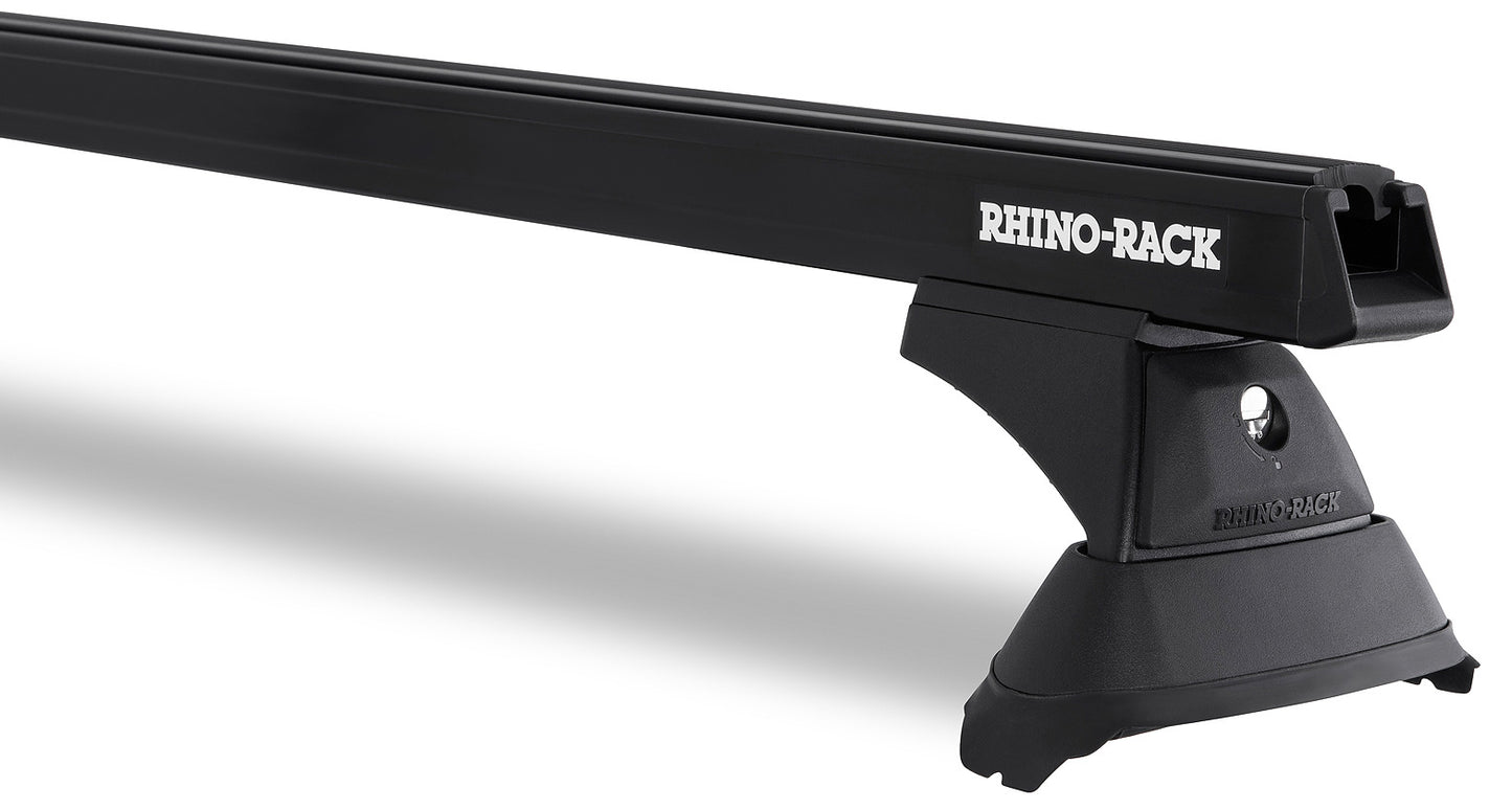 Kit de 3 barres de toit noires Heavy Duty RHINO-RACK pour Toyota Hiace Gen VI 2019+ avec pieds, longueur 1650 mm.