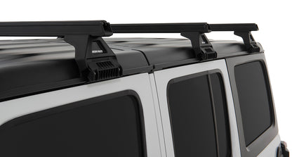 Kit de 3 barres de toit noires Heavy Duty de 1500mm avec pieds pour Jeep Wrangler JL 2019+ de la marque RHINO-RACK.