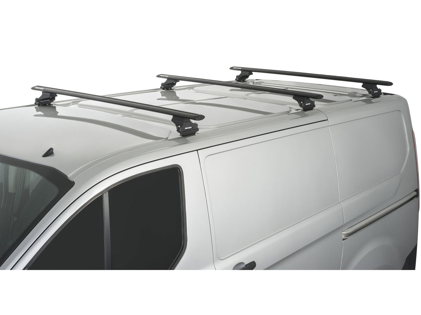 Kit 3 barres de toit Rhino-Rack Sportz 1500mm pour Ford Transit Custom Gen1 SWB 2014-2023, vue des barres installées.