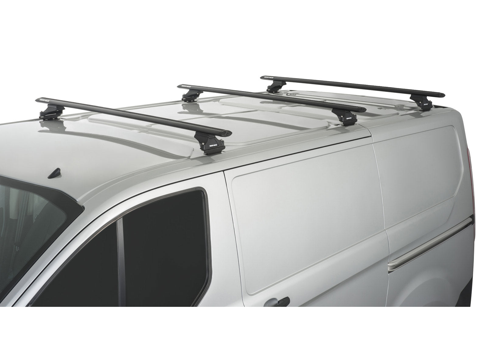 Kit 3 barres de toit Rhino-Rack Sportz 1500mm pour Ford Transit Custom Gen1 SWB 2014-2023, vue des barres installées.