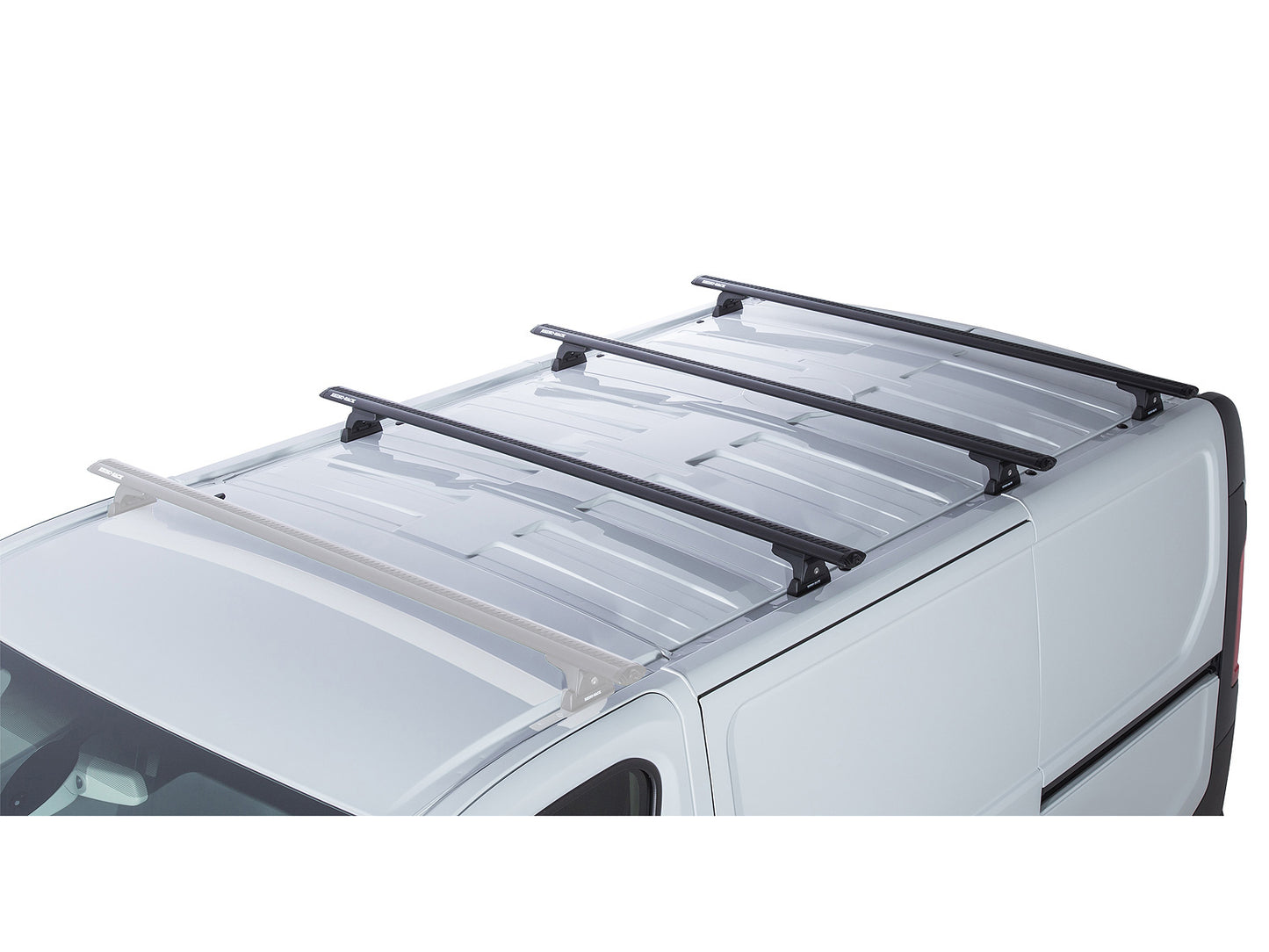 Kit de 3 barres de toit Rhino-Rack Sportz 1650mm pour Renault Trafic X82 SWB Low Roof 2015+ sur un véhicule.